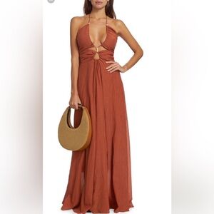 Magali Pascal cut out Maxi dress - rust brown